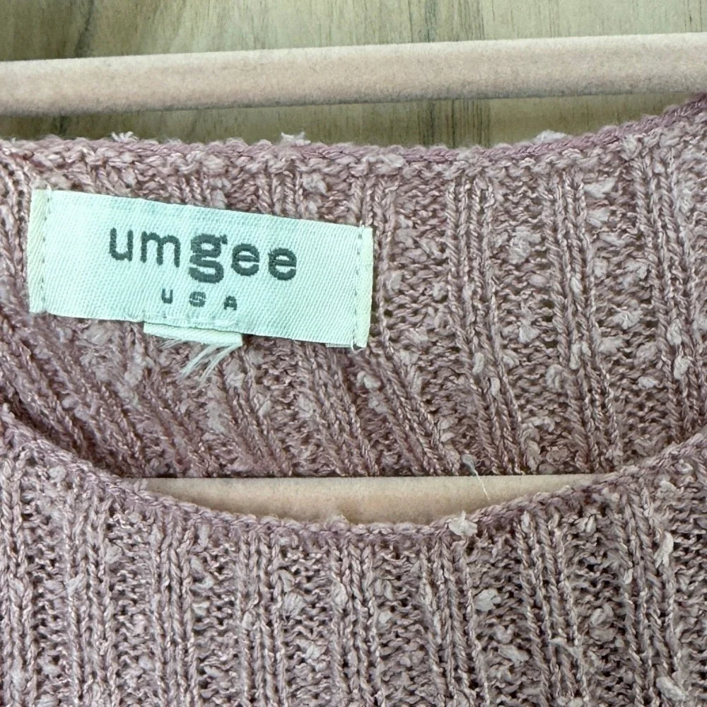 Umgee Women Oversized Sweater Large Dusty Pink Textured Cottage Boho Cozy Casual